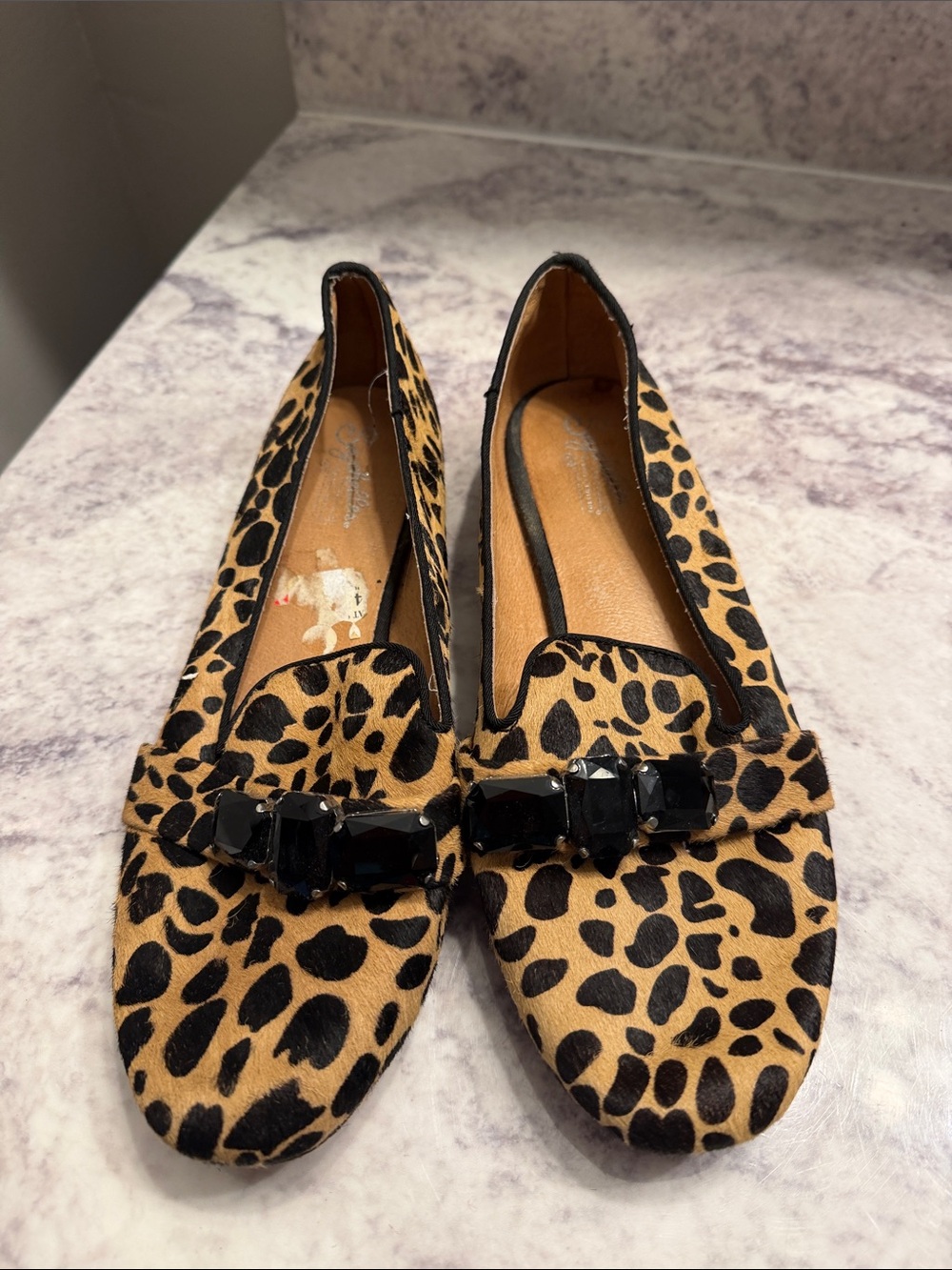 Seychelles Leopard Print Gem-Embellished Loafers - Tan/Black